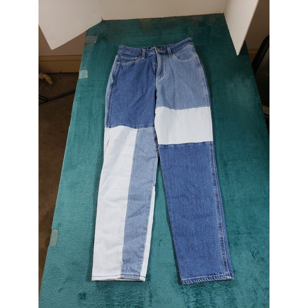 Hollister Jeans Sz 3 Womens Blue Denim Pants Ladies Patchwork High Rise Mom - Picture 2 of 13